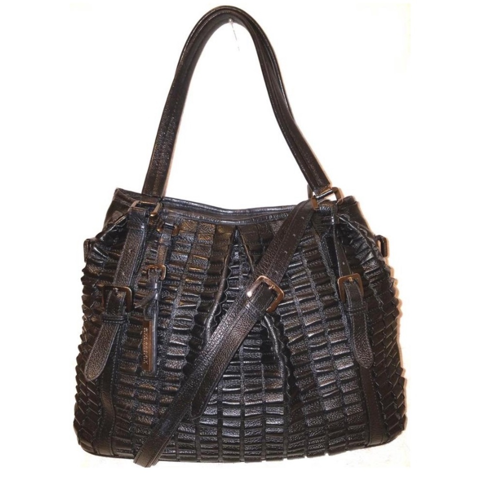 BURBERRY HUGE BLACK TOTE BAG BLACK looped leather